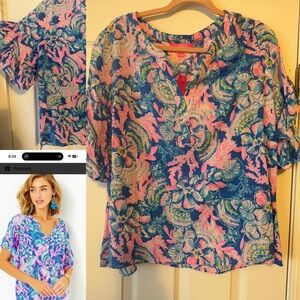 Lilly Pulitzer Blue Tang Short Sleeve Shirt